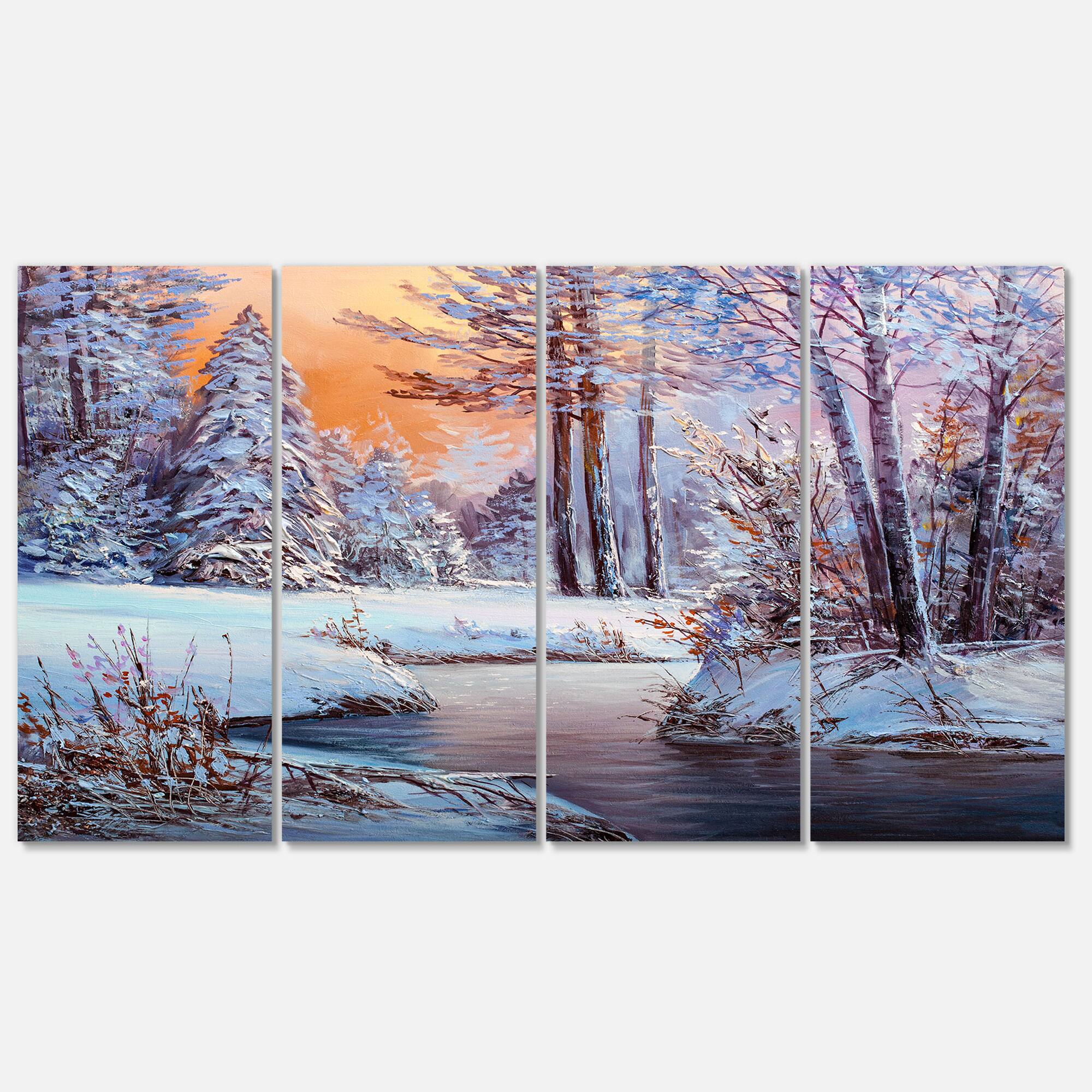 Designart - Forest in Winter Sunset